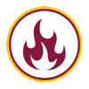 Ícono circular con borde amarillo que muestra una llama roja en el centro sobre fondo blanco. Representa la capacitación en combate y prevención de incendios, incluyendo el uso adecuado de extintores y respuesta ante emergencias.